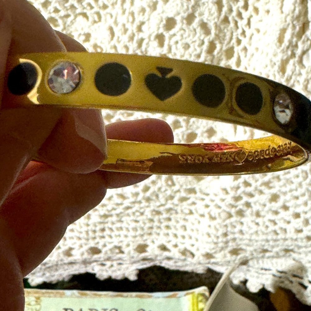 Kate Spade gold with Black Enamel Dots Rhinestone Bangle Spot the Spade ♠️